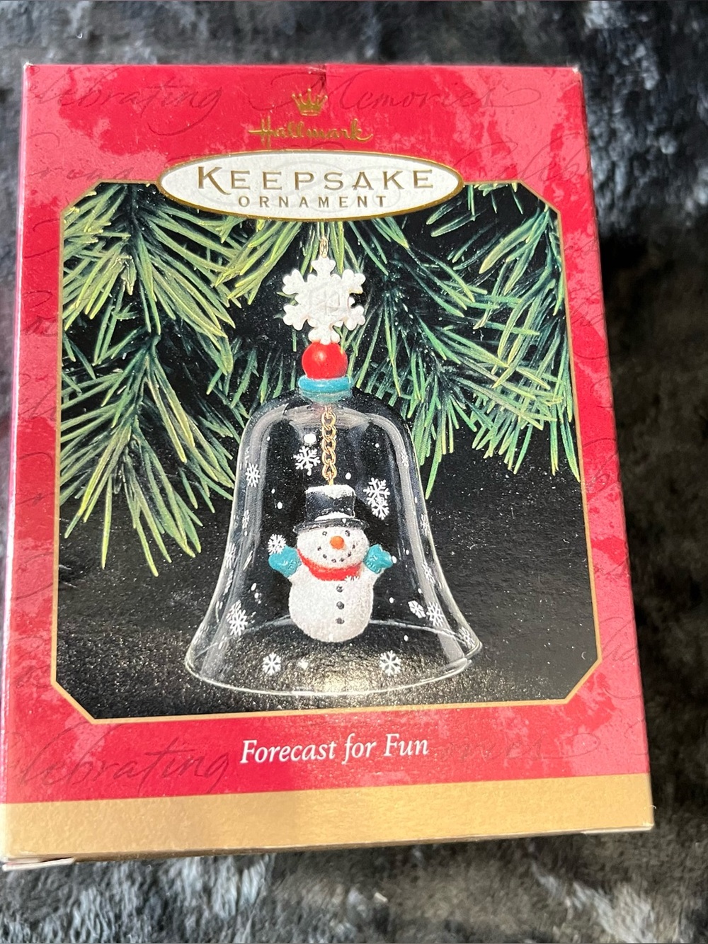 Hallmark 1999 Forecast for Fun Snowman in Glass Bell Christmas Keepsake Ornament